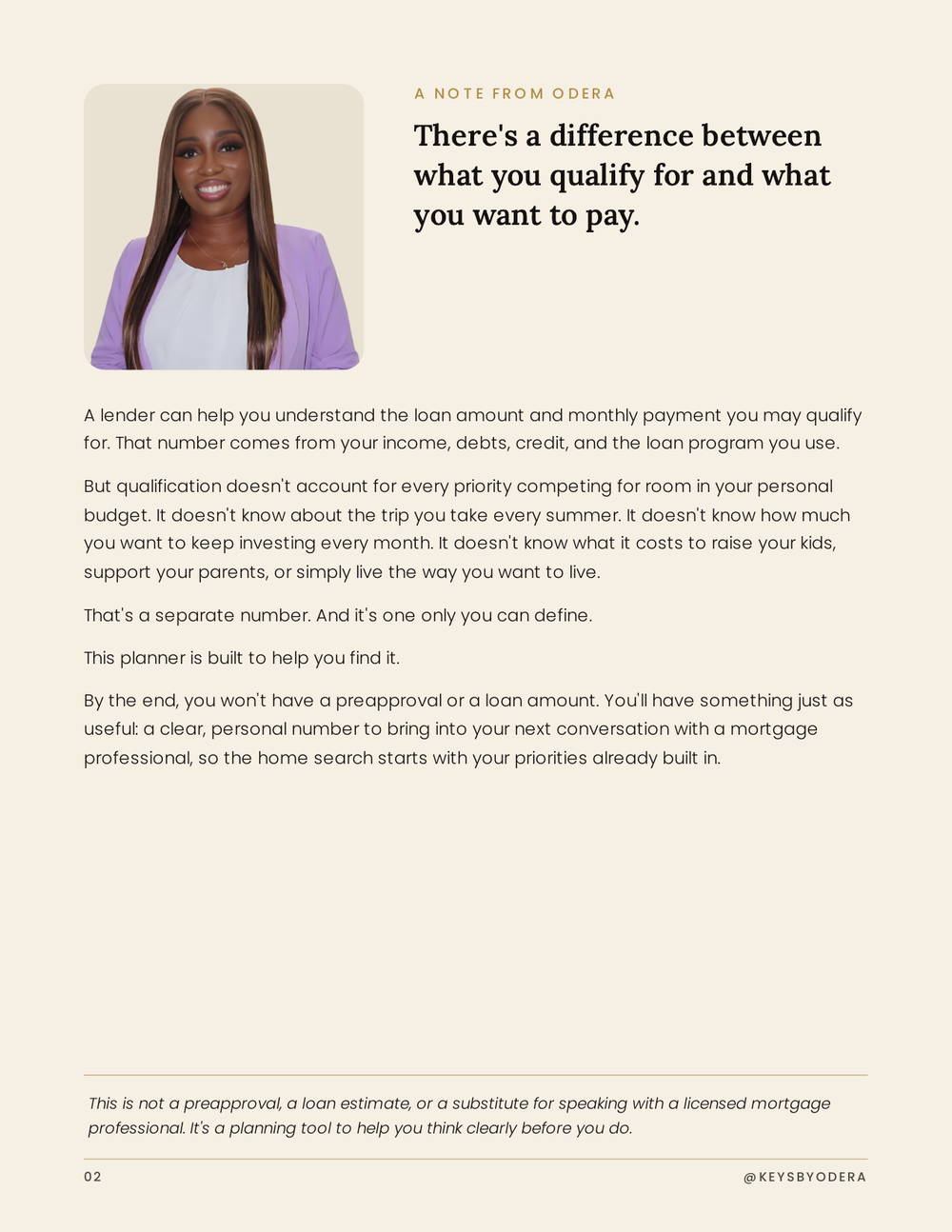 A sample worksheet page from the planner